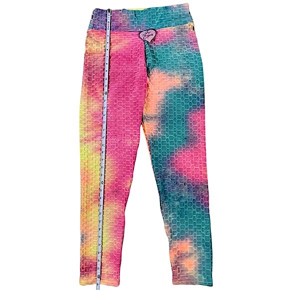 Zrucci size large pastel tie dye honeycomb tiktok booty lift leggings NWT - Picture 13 of 16